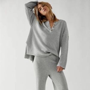 Free People Hailee Sweater Pullover Knit Oversized Grey